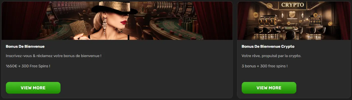 VegaDream Casino bonus de bienvenue
